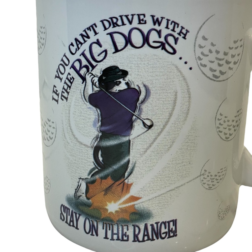 BIG DOGS Golf Coffee Mug If You Can't Drive Stay on the Range Oversized Coffee